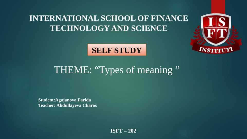 Types of meaning