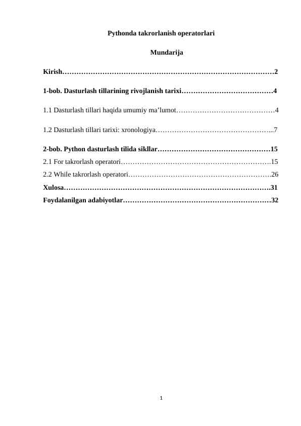 Pythonda takrorlanish operatorlari 1