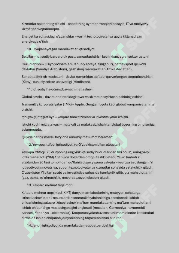 Jahon iqtisodiyoti fanidan yakuniy javoblari 3