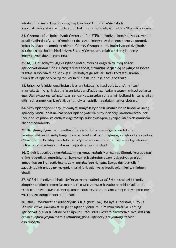 Jahon iqtisodiyoti fanidan yakuniy javoblari 6