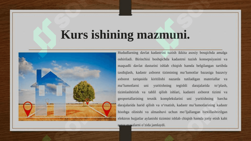 HUDUDLAR MIQYOSIDA DAVLAT YER KADASTRI BO‘YICHA TEMATIK QATLAMLARNING ATRIBUTIV MA’LUMOTLARINI SHAKLLANTIRISH 5