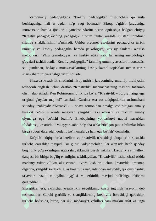 Kreativ pedagogika fanini òqitish jarayoni mohiyati va uning vazifalari 2