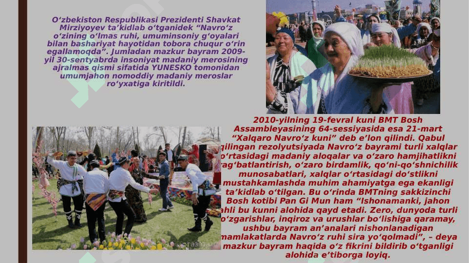 Navroz va hayitlar bilan bog’liq  qadriyatlar mazmuni va tarbiyaviy ahamiyati. 6
