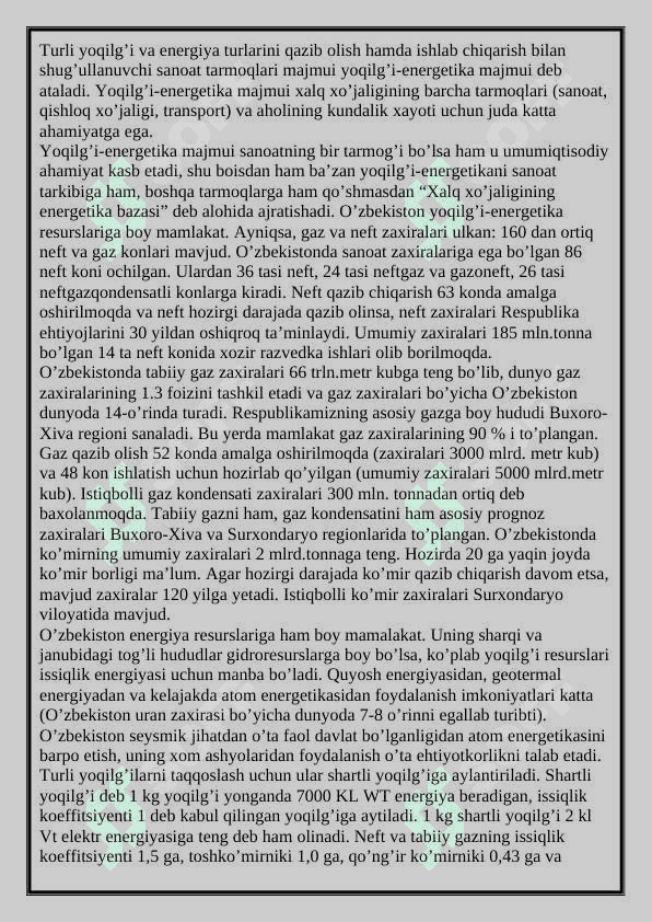 Respublikamizdagi neft va gazni qayta ishlash sanoat korxonalari, ularning rivojlanish bosqichlari 6