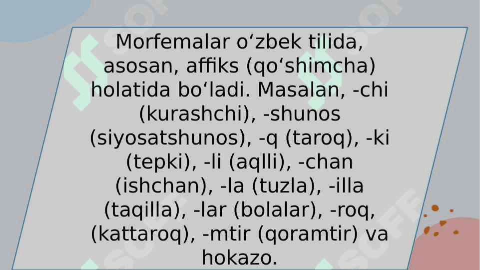 O'zbek tili morfemikasi va so'z yasalishi 4