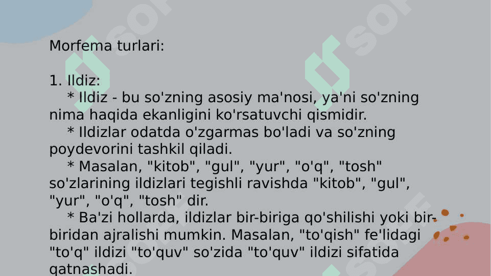 O'zbek tili morfemikasi va so'z yasalishi 6