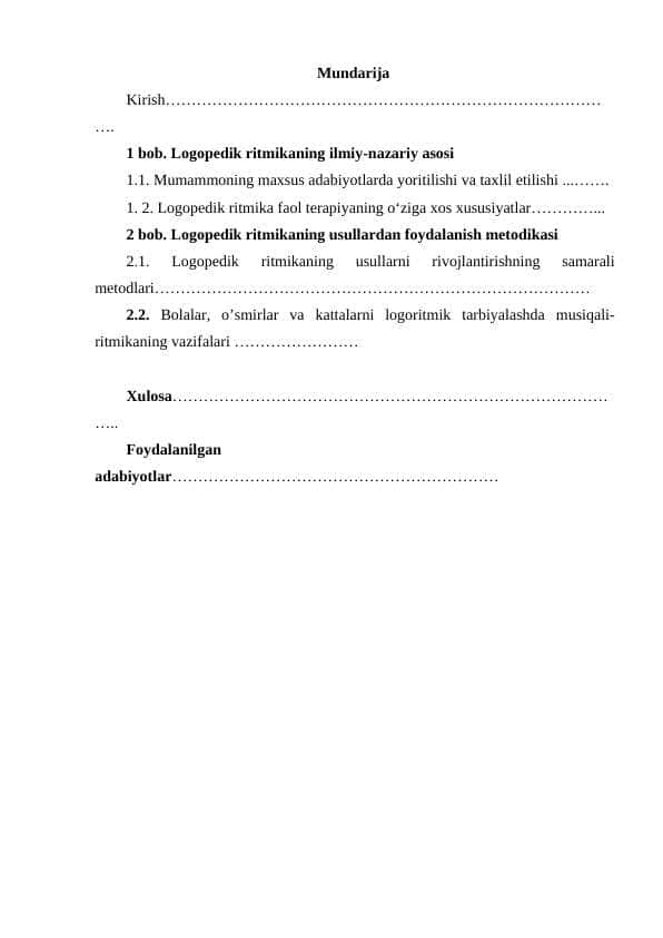 Logopedik ritmikaning ilmiy-nazariy asosi