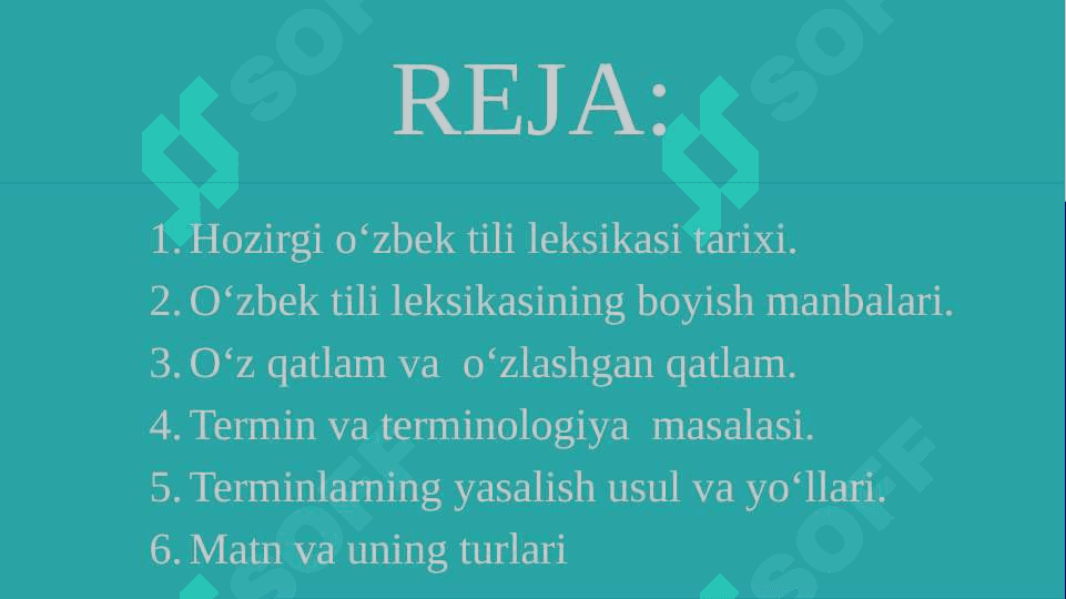 O‘zbek tili leksikasining boyish manbalari. Tarixga xos o‘z va o‘zlashgan so‘zlar tasnifi 2