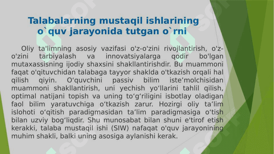Mustaqil ta’lim, uning turlari va bajarilishi. 3