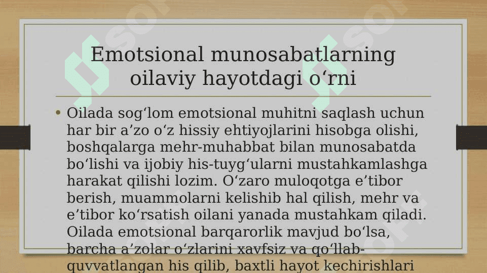 Oiladagi emotsional munosabatlar xarakteri.  Islomda oilaviy munosabatlar masalasi.  Oila va oilaviy konsultatsiya 6