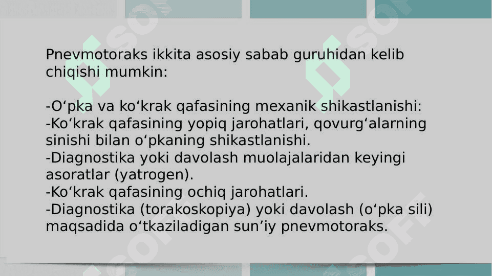 Pnevmatoraks klinika diagnostika davolash slayd 16list 4
