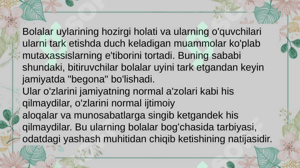 Slayt.Oʻzbekistonda mehribonlik uylarida olib boriladigan ijtimoiy faoliyat 3