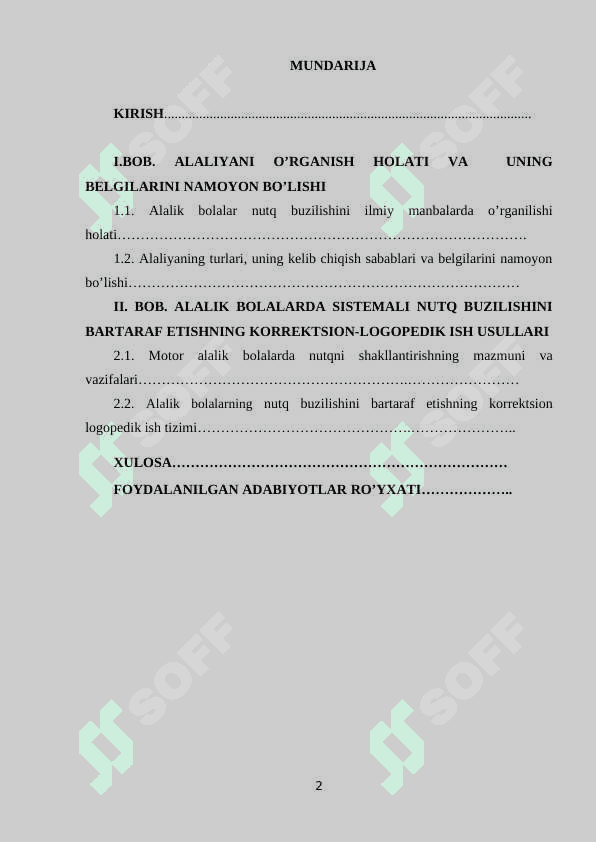 ALALIYANI O’RGANISH HOLATI VA  UNING BELGILARINI NAMOYON BO’LISHI 2
