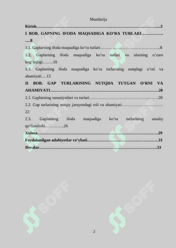 Gapning ifoda maqsadiga ko'ra turlari. mavzusida kurs ishi 2