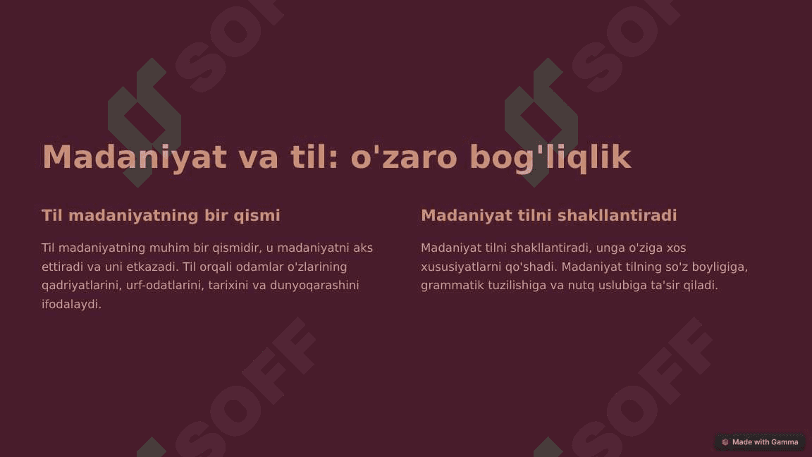 Chet tilida o'qitishda madaniy jihatdan muhimligi.
taqdimot 2