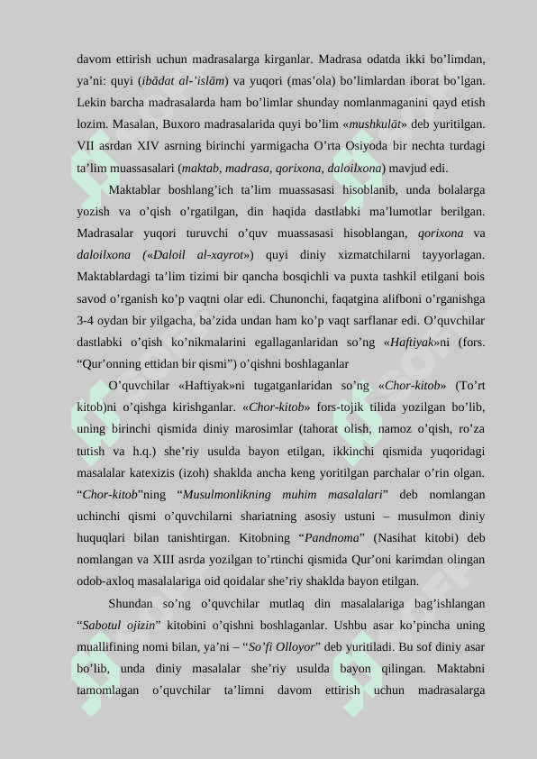 VII asrdan XII asrgacha bo‘lgan davrda maktab, tarbiya va pedagogik fikr taraqqiyoti 5