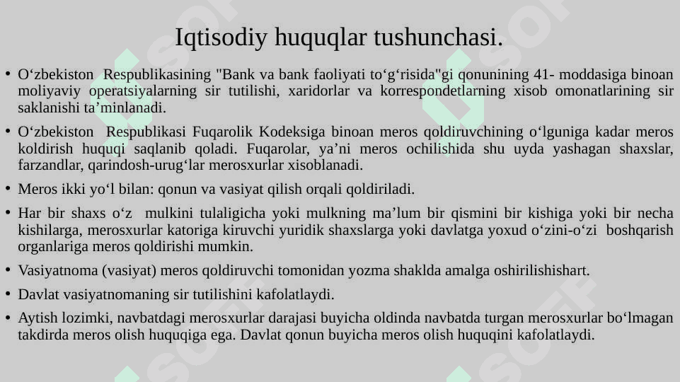 O‘ZBEKISTON RESPUBLIKASI FUQAROLARINING IQTISODIY, IJTIMOIY HUQUQLARI 3