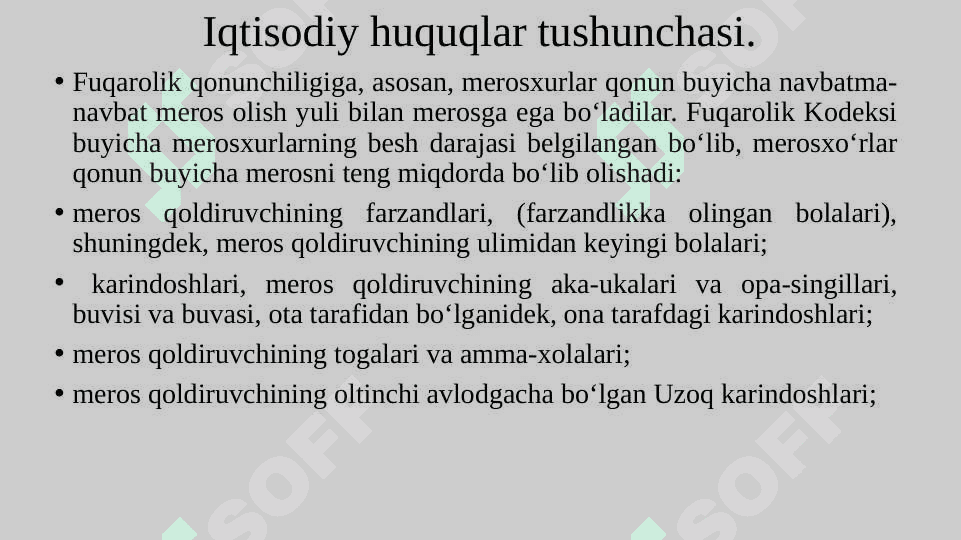 O‘ZBEKISTON RESPUBLIKASI FUQAROLARINING IQTISODIY, IJTIMOIY HUQUQLARI 4