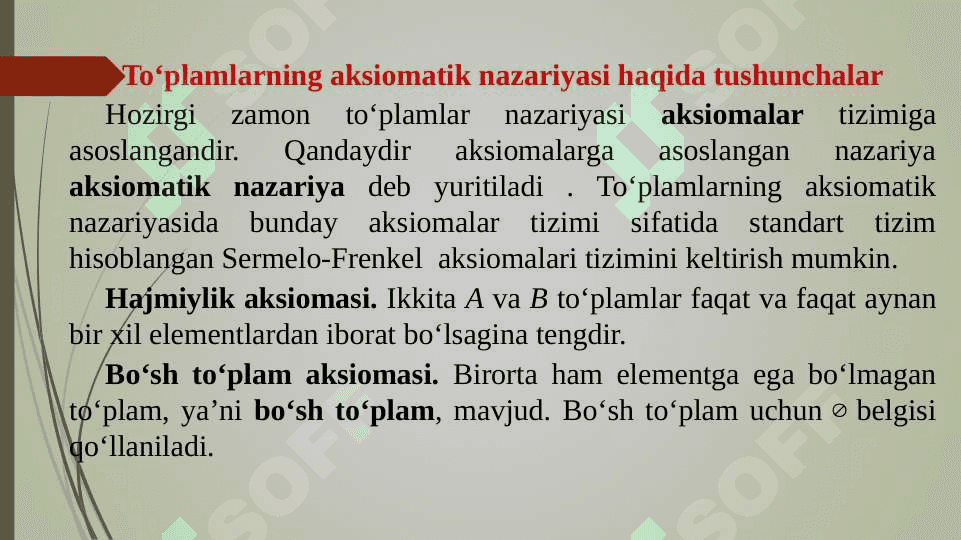 To‘plamlar va ular ustida amallar. To‘plam Buleani. Dekart ko‘paytma 4