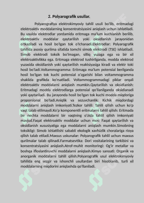 Polyarografik usullar. Titrometrik                           usullar. 4