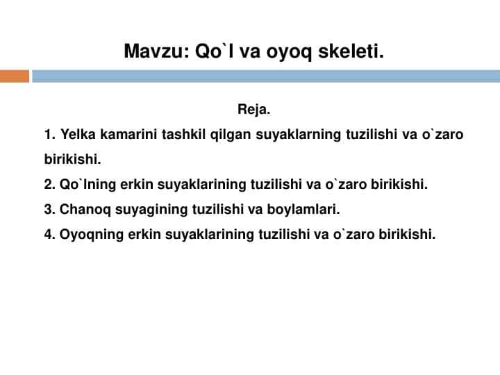 Qo'l va oyoq suyaklari 1