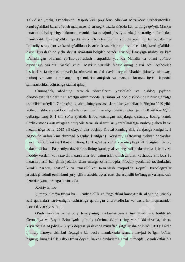 O’zbekiston Respublikasidagi ijtimoiy o’zgarishlar 4