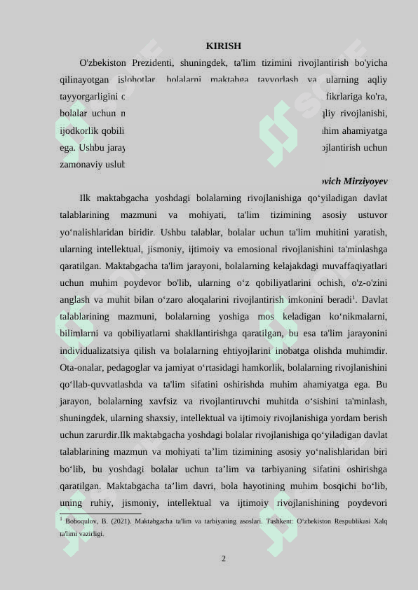 ILK MAKTABGACHA YOSHDAGI BOLALARNING RIVOJLANISHIGA QO‘YILADIGAN DAVLAT TALABLARINING MAZMUN VA MOHIYATI 2