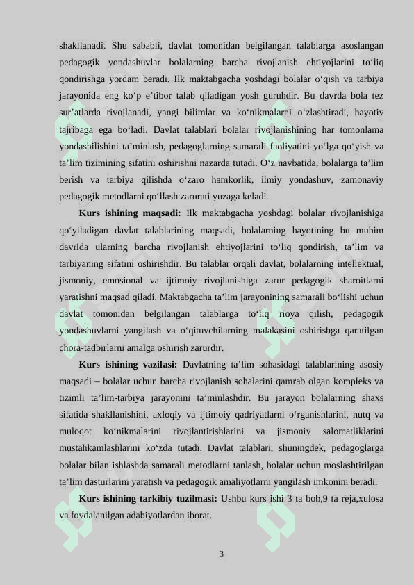 ILK MAKTABGACHA YOSHDAGI BOLALARNING RIVOJLANISHIGA QO‘YILADIGAN DAVLAT TALABLARINING MAZMUN VA MOHIYATI 3