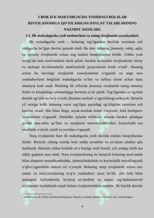 ILK MAKTABGACHA YOSHDAGI BOLALARNING RIVOJLANISHIGA QO‘YILADIGAN DAVLAT TALABLARINING MAZMUN VA MOHIYATI 4