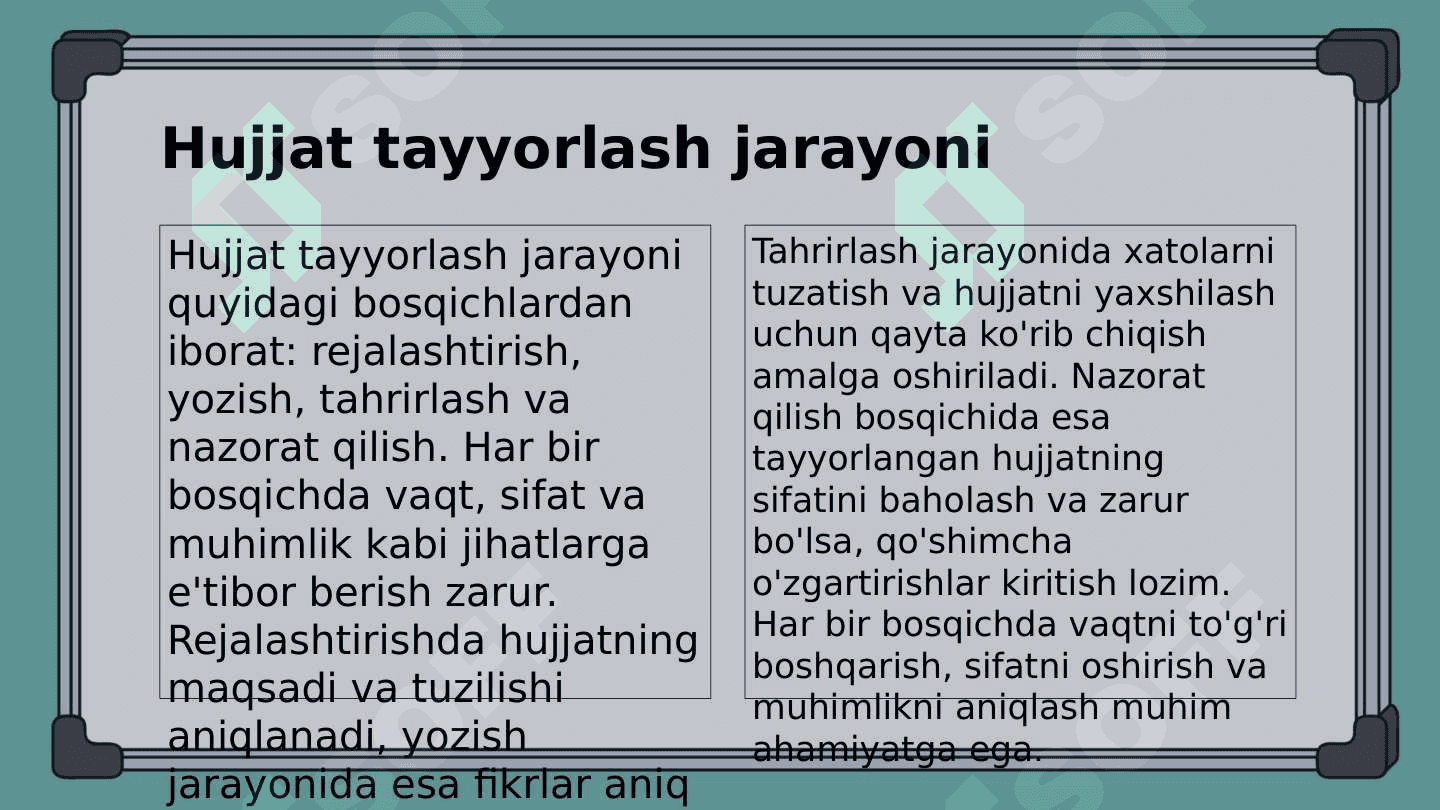 Maʼlumot -axborot hujjatlari turlari va tayyorlanishida qoʻyiladigan talablar 7