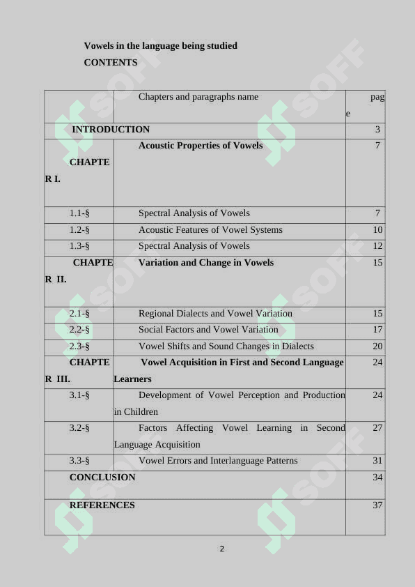 Vowels in the language being studied 2