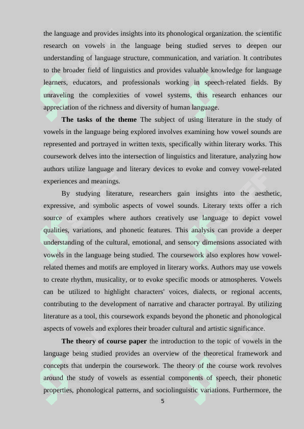 Vowels in the language being studied 5