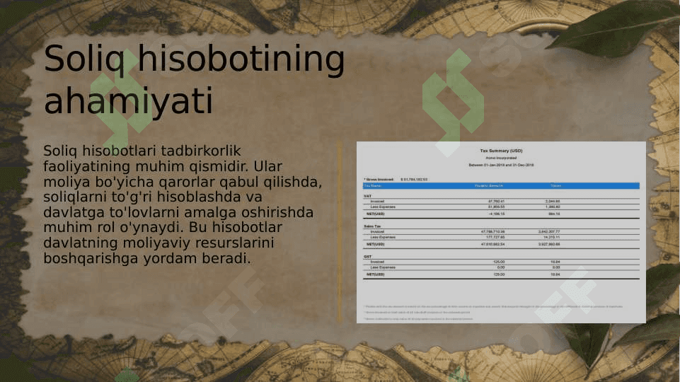 Soliq hisobotining nazariy asoslari taqdimot prezintatsiya 5