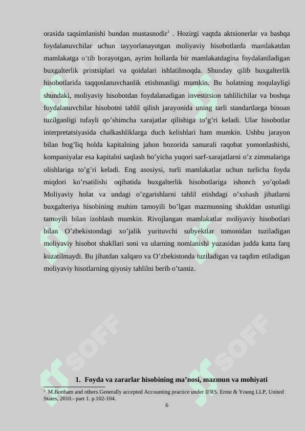 MHXSDA "FOYDA VA ZARARLAR TOʻGʻRISIDAGI HISOBOT"NI TUZISH TARTIBI kurs ishi 6