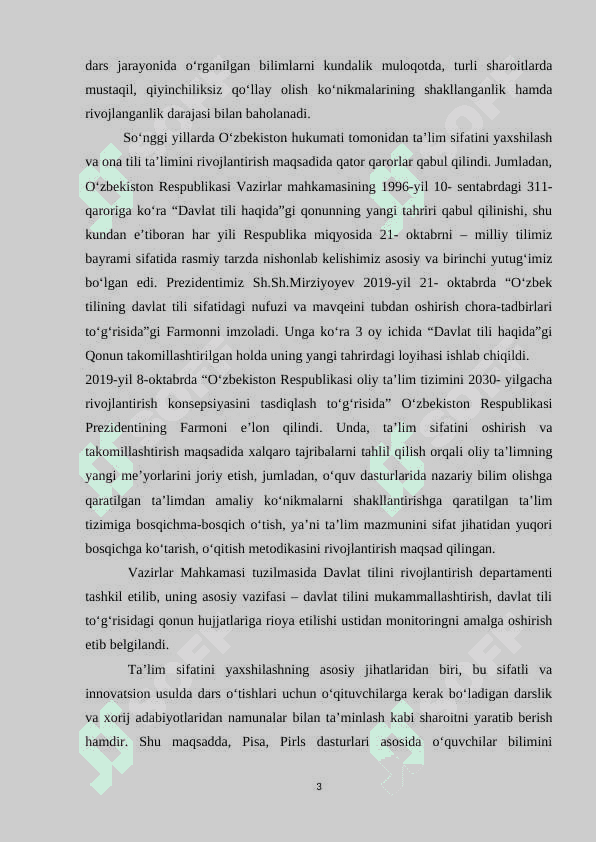 BOSHLANG'ICH SINFLARDA ONA TILI VA O'QISH SAVODXONLIGI DARSLARDA MATN USTIDA ISHLASH 3