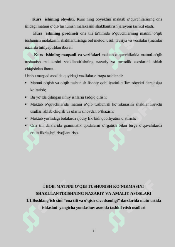 BOSHLANG'ICH SINFLARDA ONA TILI VA O'QISH SAVODXONLIGI DARSLARDA MATN USTIDA ISHLASH 5