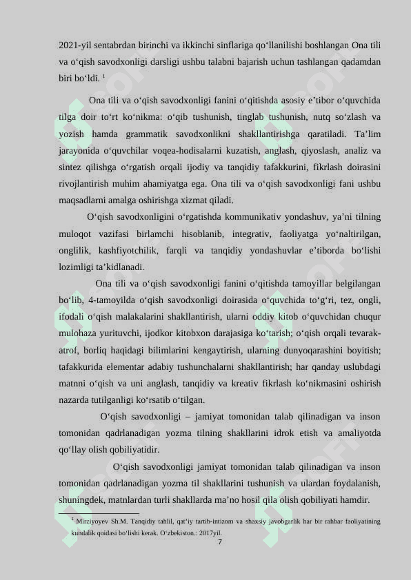 BOSHLANG'ICH SINFLARDA ONA TILI VA O'QISH SAVODXONLIGI DARSLARDA MATN USTIDA ISHLASH 7