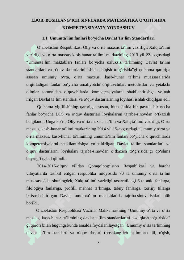 BOSHLANG‘ICH SINFLARDA MATEMATIKA O‘QITISHDA KOMPETENSIYAVIY YONDASHUV 6