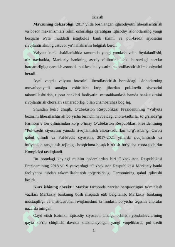 Pul-kredit siyosatining mohiyati va vositalari. 3