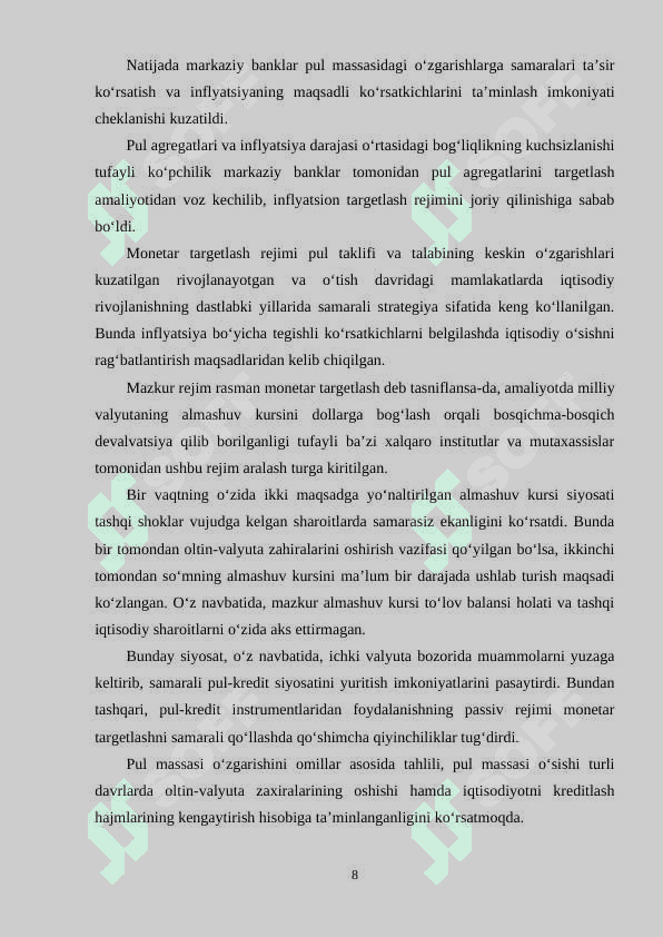 Pul-kredit siyosatining mohiyati va vositalari. 8
