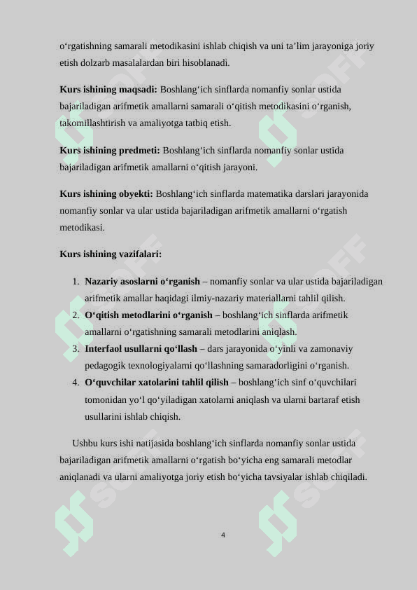 NOMANFIY SONLAR USTIDA ARIFMETIK AMALLARNI O‘RGATISH METODIKASI 4