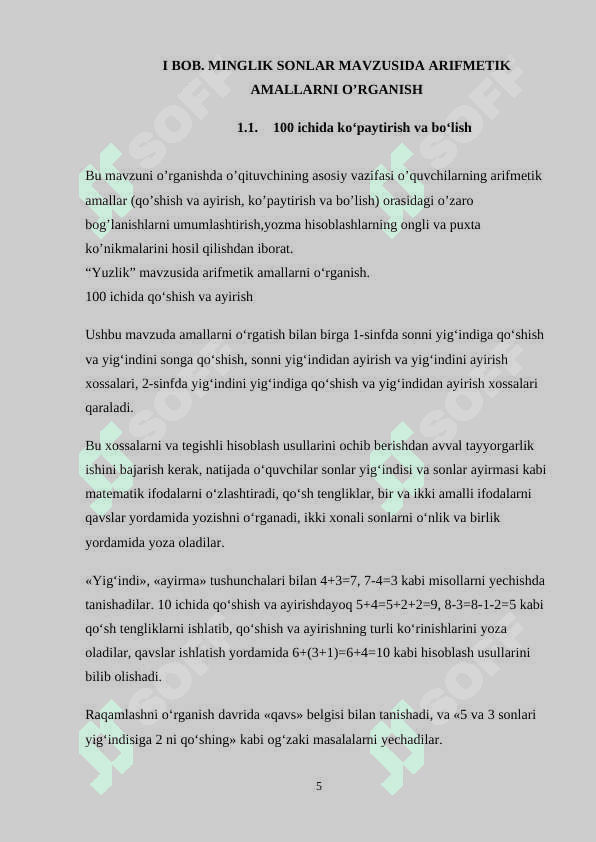 MINGLIK VA KO’P XONALI SONLAR MAVZUSIDA MISOL VA MASALALAR YECHISHGA O’RGATISH METODIKASI 5