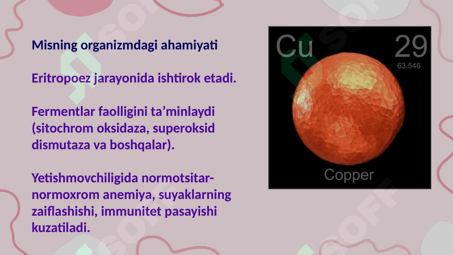 Mis, B12, B9 yetishmovchiligida rivojlanadigan anemiyalarning biokimyoviy asoslari. Qon zardobida oqsillar aniqlashning klinik ahamiyati 5