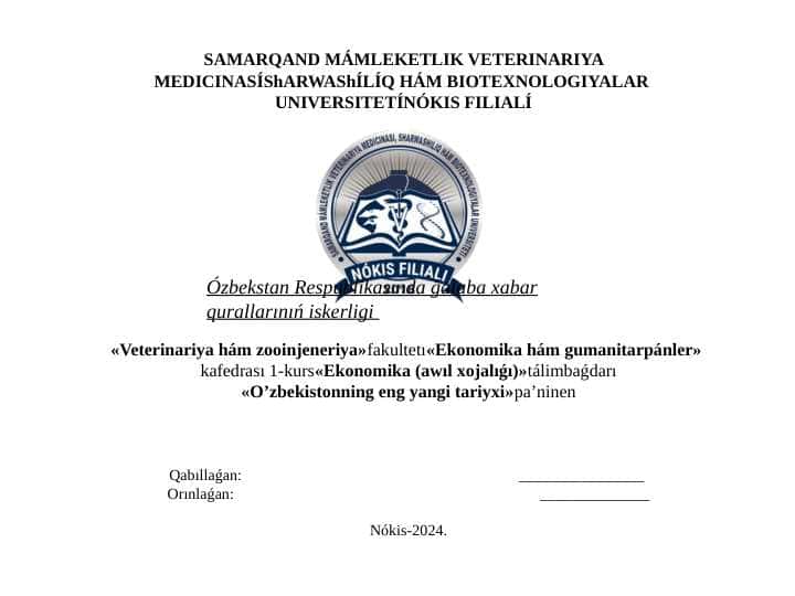 Ózbekstan Respublikasında ǵalaba xabar qurallarınıń iskerligi 1