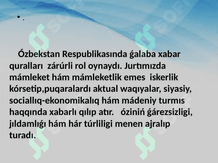 Ózbekstan Respublikasında ǵalaba xabar qurallarınıń iskerligi 4
