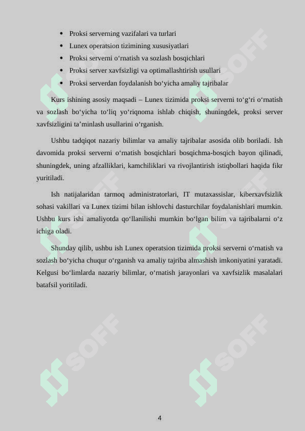 Lunex operation tizimida Proksi server
xizmatini o‘rnatish va sozlash 4