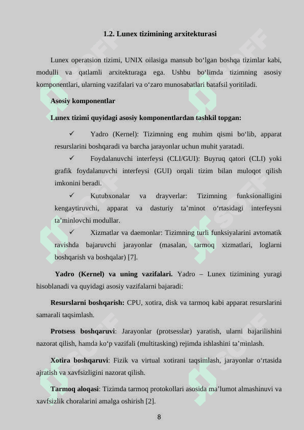 Lunex operation tizimida Proksi server
xizmatini o‘rnatish va sozlash 8