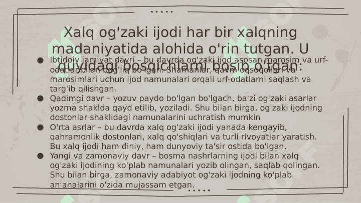 O’qish darslarida “xalq og’zaki ijodi” mavzusini o’rganish 6