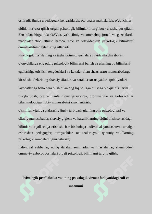 Psixalogik tashviqot ta'lim tizmida psixalogik vazifalar sifatida 2