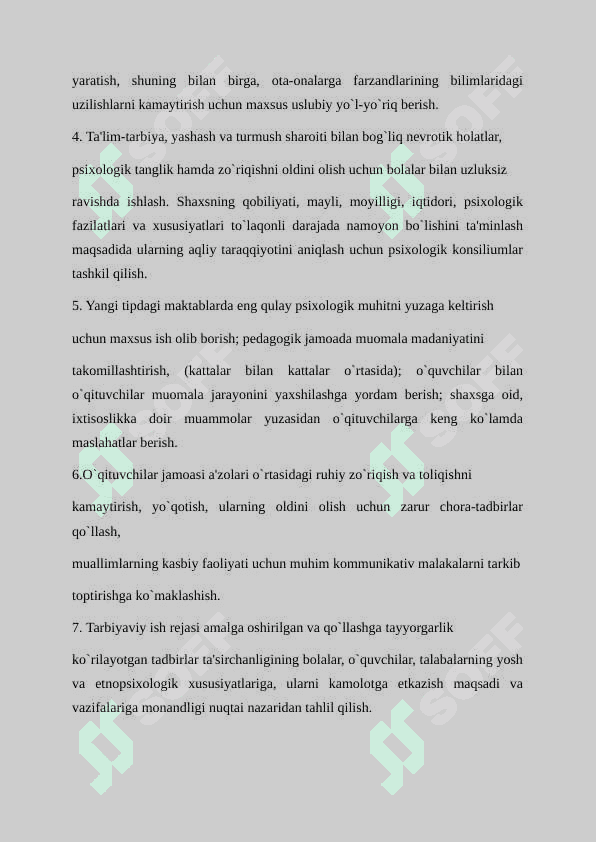 Psixalogik tashviqot ta'lim tizmida psixalogik vazifalar sifatida 4